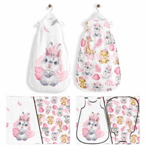 Baby animal's rose - Panneau pour gigoteuse - Lapin
