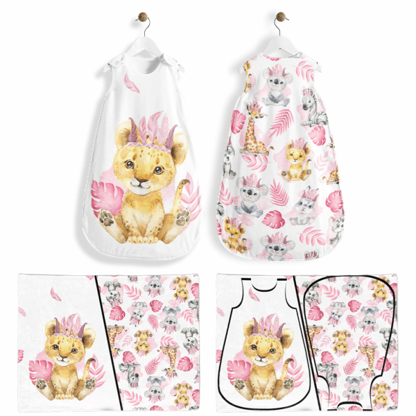 Baby animal's rose - Panneau pour gigoteuse - Lionceau