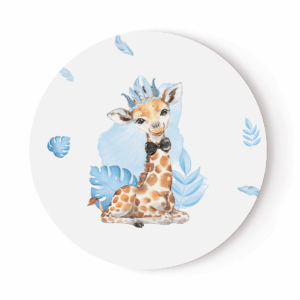 Baby animal's bleu - Panneau rond plein - Girafe