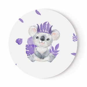 Baby animal's violet - Panneau rond plein - Koala