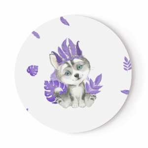Baby animal's violet - Panneau rond plein - Loup