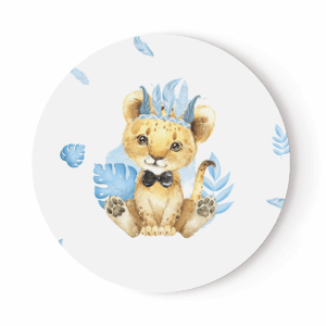 Baby animal's bleu - Panneau rond plein - Lionceau