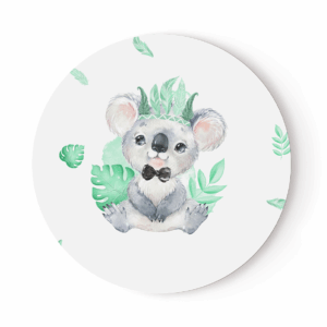 Baby animal's vert - Panneau rond plein - Koala