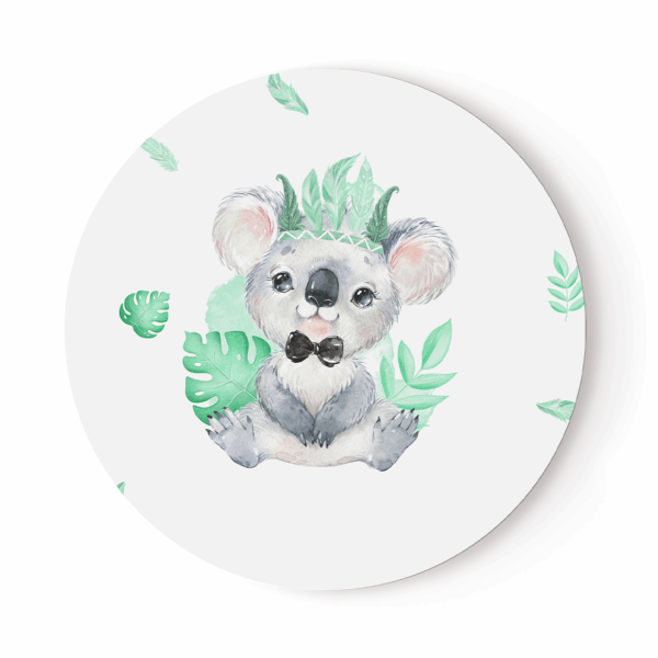 Baby animal's vert - Panneau rond plein - Koala