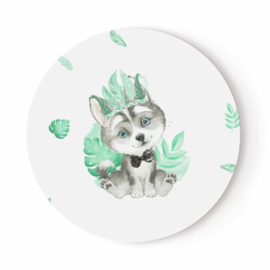 Baby animal's vert - Panneau rond plein - Loup