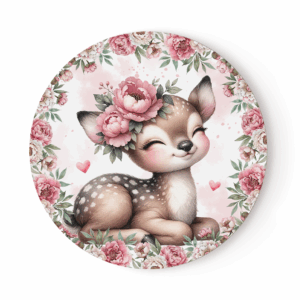 Ma petite biche fleuris - Panneau rond plein