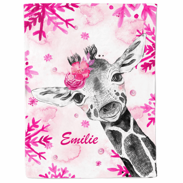 Safari Ice - Rose - Panneau couverture - Girafe