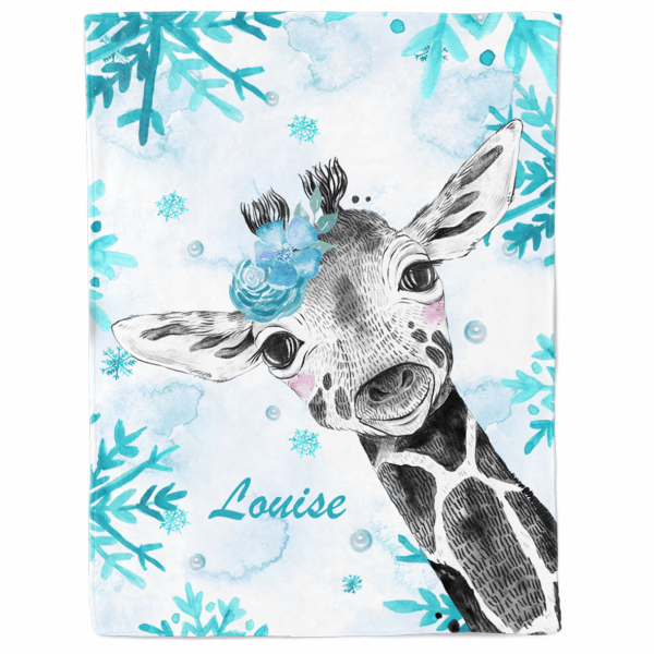 Safari Ice - Bleu girl - Panneau couverture - Girafe