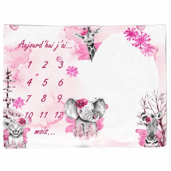Safari Ice - Rose - Panneau étape/mois 75x100