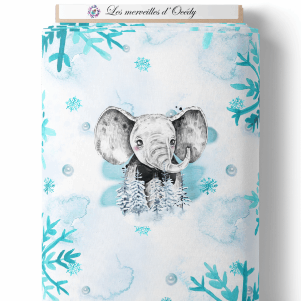 Safari Ice - Bleu boy - Panneau central - Eléphant
