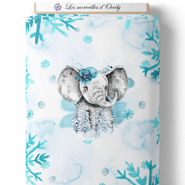 Safari Ice - Bleu girl - Panneau central - Eléphant