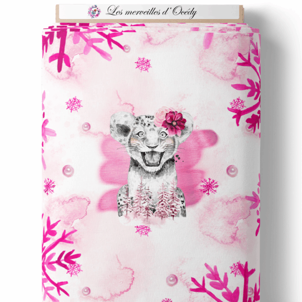 Safari Ice - Rose - Panneau central - Lionceau