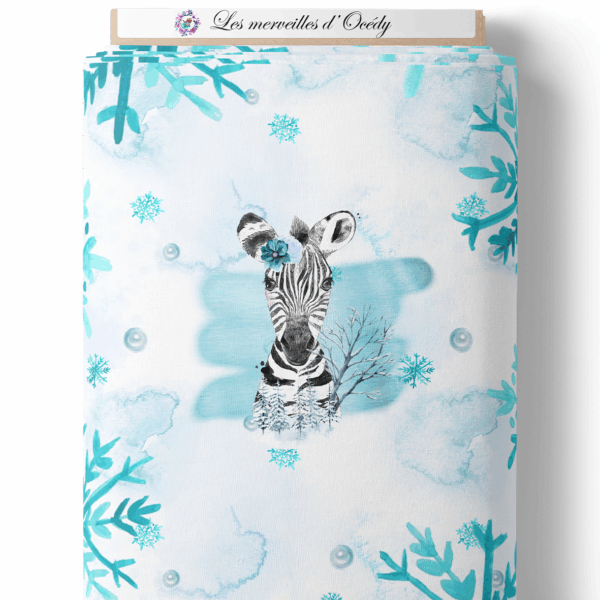 Safari Ice - Bleu girl - Panneau central - Zèbre