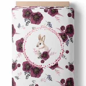 Lapin et fleurs prune - Panneau central