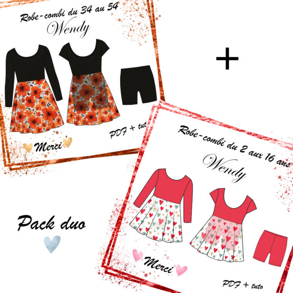 Wendy - Robe/combi - Duo femme & fille - Patron PDF